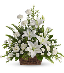 Peaceful White Lilies Basket from Visser's Florist and Greenhouses in Anaheim, CA